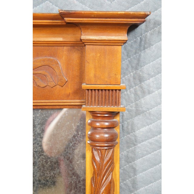 Brown Antique Federal Carved Mahogany Trumeau Pier Mantel Mirror For Sale - Image 8 of 12