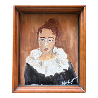 2025 Original Elle Yount Portrait of a Lady in Antique Frame For Sale