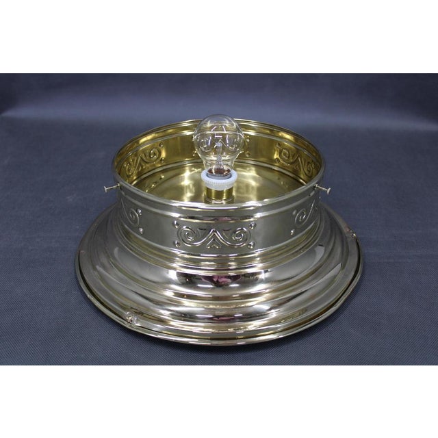 Art Nouveau Brass and Glass Ceiling Light, Czechoslovakia, 1930s For Sale - Image 9 of 11