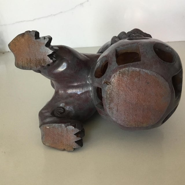 Wood Vintage Hand Carved Foo Dogs - Set of 2 For Sale - Image 7 of 11