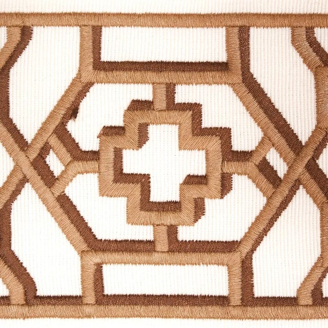 Contemporary Schumacher Zanzibar Trellis Tape in Camel For Sale - Image 3 of 4