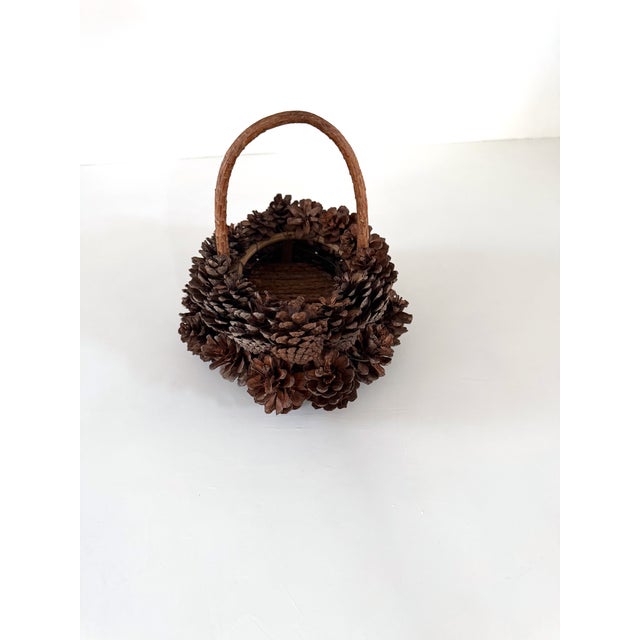 Vintage Handcrafted Pinecone Basket For Sale In Houston - Image 6 of 11