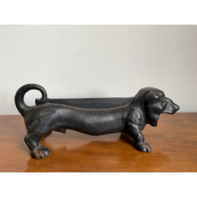 Farmhouse Large Vintage Cast Iron Dachshund Boot Scraper For Sale - Image 3 of 13