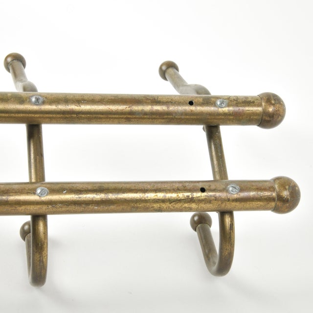 Metal Large Vintage Brass Wall Hanging Coat Hooks For Sale - Image 7 of 15