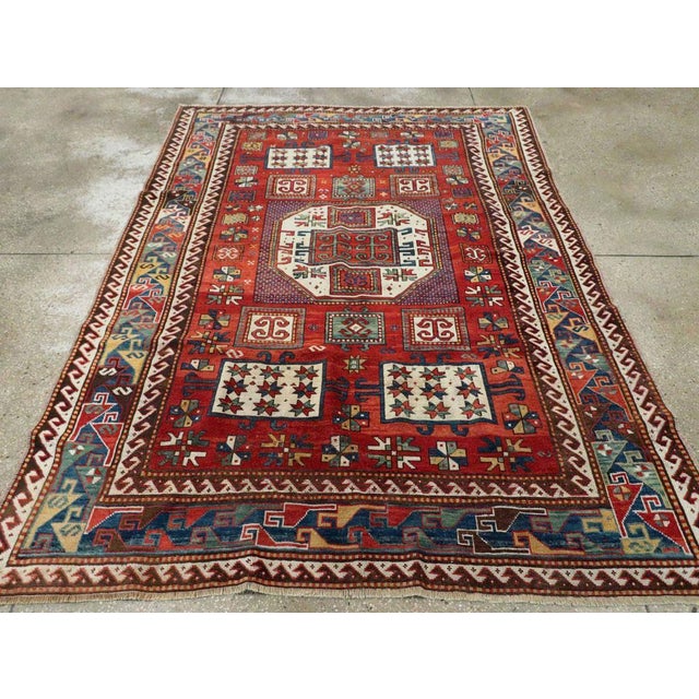Galerie Shabab Collection Late 19th Century Handmade Caucasian Kazak Accent Rug For Sale - Image 4 of 9