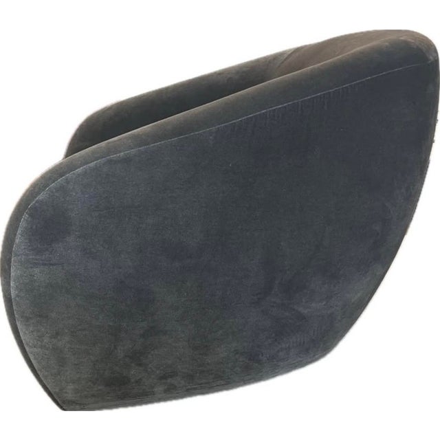 Postmodern Restoration Hardware Sofia Swivel Chair - Graphite Performance Velvet For Sale - Image 3 of 5