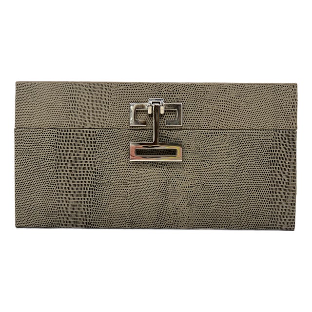 Authentic Ethan Allen Faux Reptile Leather Jewelry Box For Sale