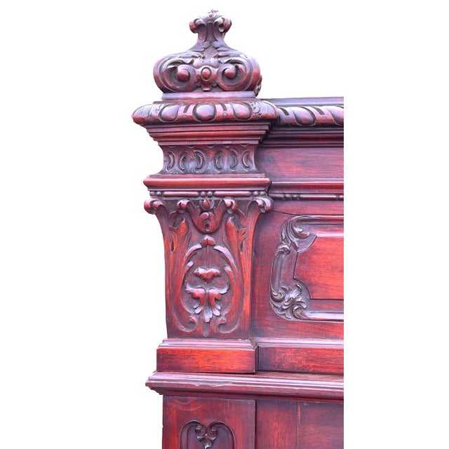 A Superb Quality Late 19th Century Mahogany Display Cabinet, Of Imposing Large Proportions, Having Profusely Carved Top...