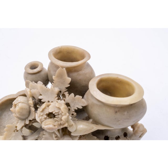 Early 20th Century 19th Century Chinese Carved Soapstone Urn Vase Inkwell For Sale - Image 5 of 8
