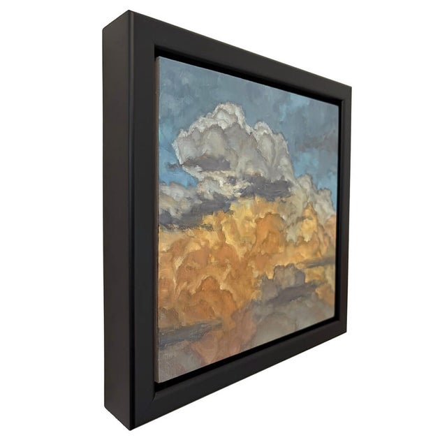 Abstract Cloud Composition 9 by Jesse Mangerson | Oil On Panel Painting of clouds in a blue sky For Sale - Image 3 of 5