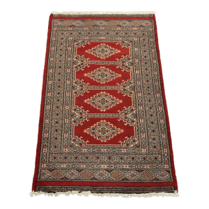 Bokhara Jaldar Rug 2’7” X 4’2” Red Wool Tribal Hand-Knotted Oriental Carpet