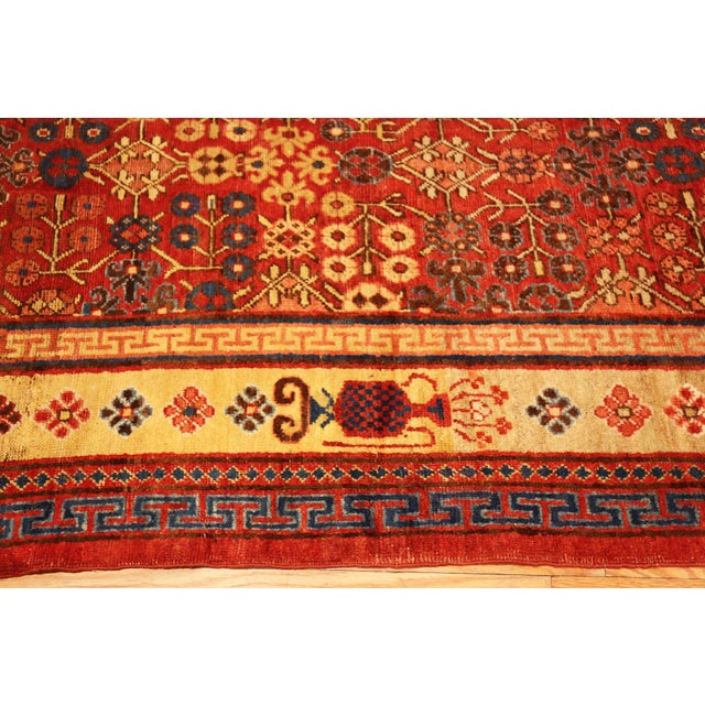 Red Nazmiyal Collection Antique East Turkestan Khotan Rug For Sale - Image 8 of 11