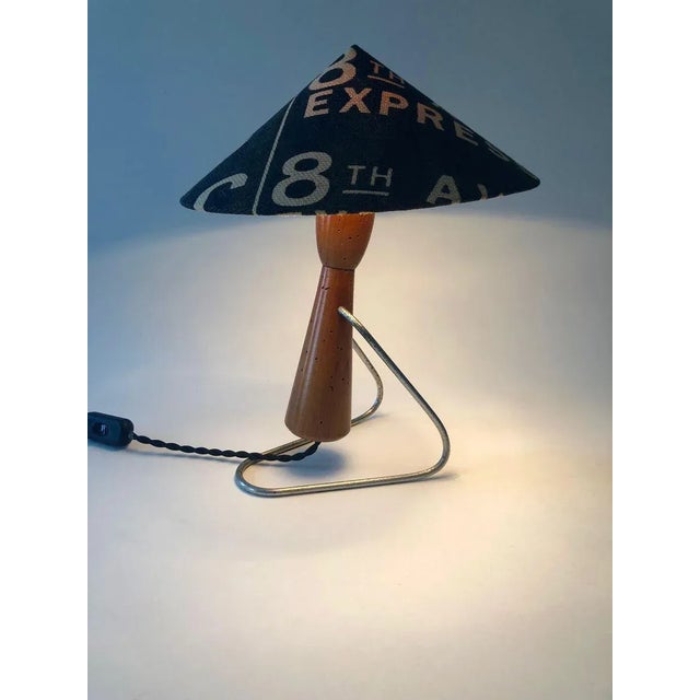 Mid-Century Table Lamp with Shade in Andrew Marten Linen, 1950s For Sale - Image 14 of 15