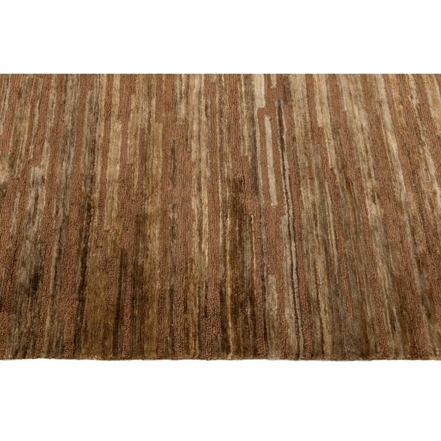 9 X 12 Contemporary Soumak Handmade Geometric Jute Rug in Tan Color For Sale - Image 10 of 11