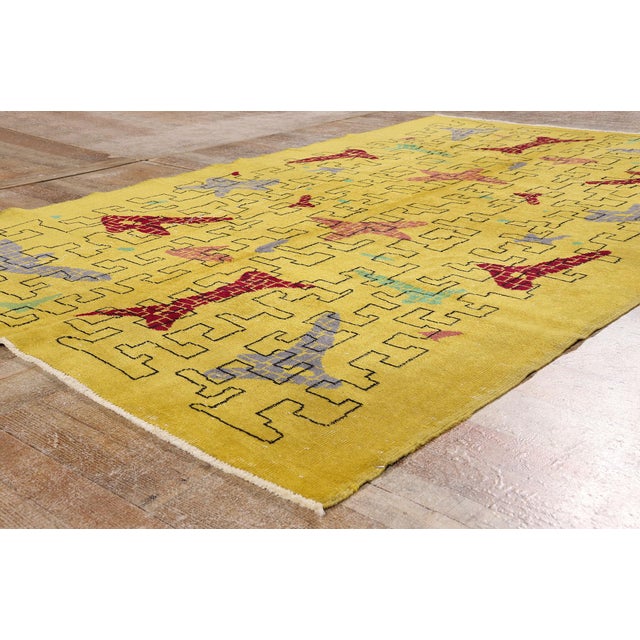 Yellow Zeki Muren Vintage Turkish Sivas Rug, 05'03 X 08'03 For Sale - Image 8 of 10