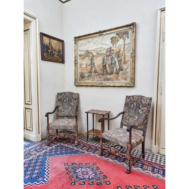 Sun King Style Armchairs in Oak, Set of 2 For Sale - Image 10 of 12