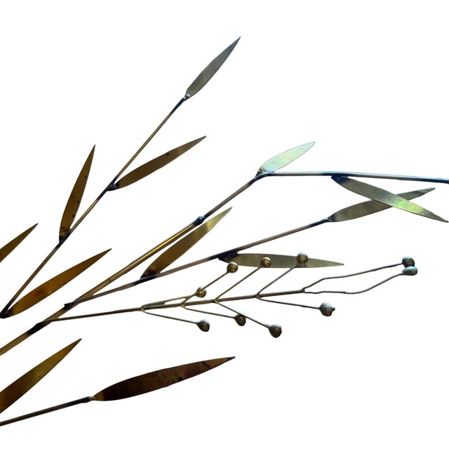 Metal 1978 Curtis Jere Branches and Berries Brass Wall Sculpture For Sale - Image 7 of 8