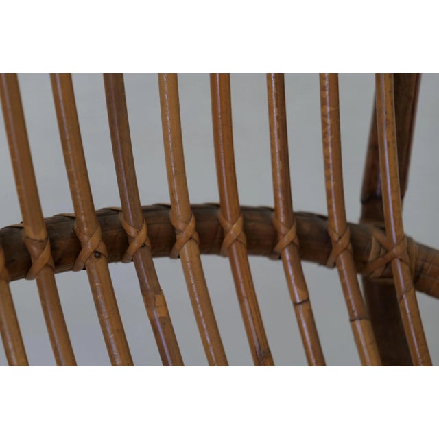 Wood 1950s Vintage Italian Rattan Chairs, Attributed to Tito Agnoli - Set of 4 For Sale - Image 7 of 13