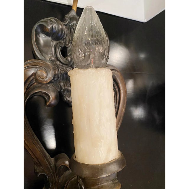 Vintage Early 20th Century Gothic Double Light Wall Sconce Lamp For Sale In Chicago - Image 6 of 8