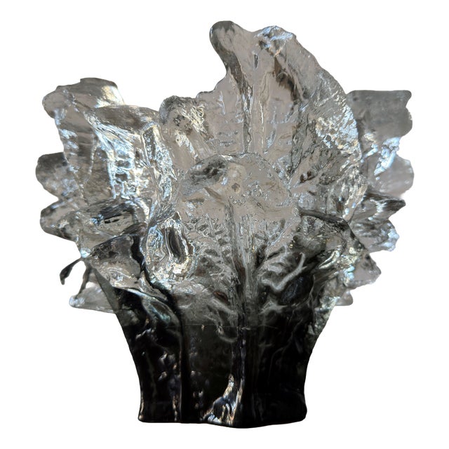 Black and Clear Ice Glass Iceberg Centerpiece by Pertti Santalahti for Humppila, Finland, 1970s For Sale