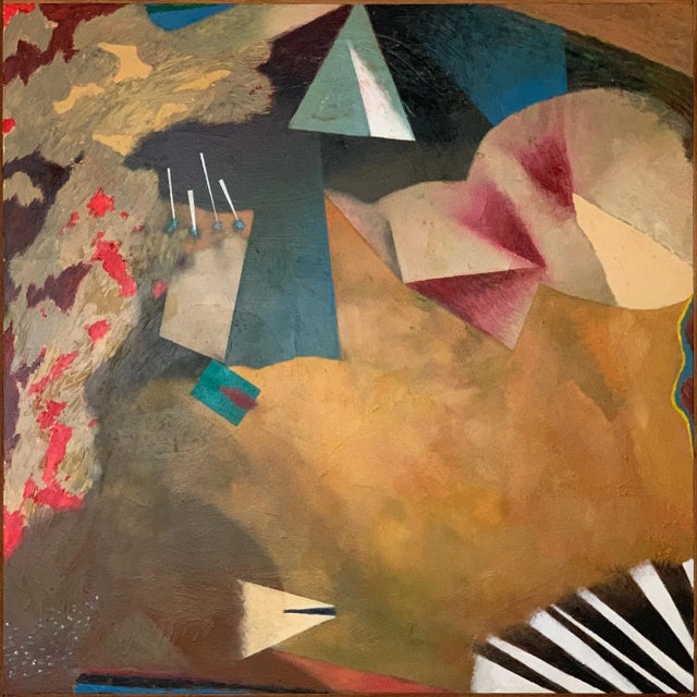 Textile 1997 "Blue Heaven" Abstract Oil Painting on Canvas Bill Shields Chicago Academy of Fine Art For Sale - Image 7 of 7