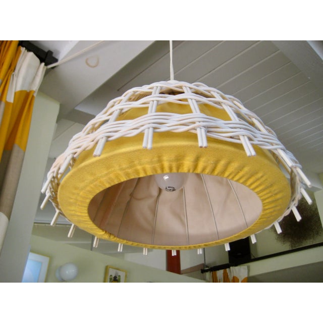 1960s Mid-Century Modern White Wicker Chandelier For Sale - Image 5 of 13