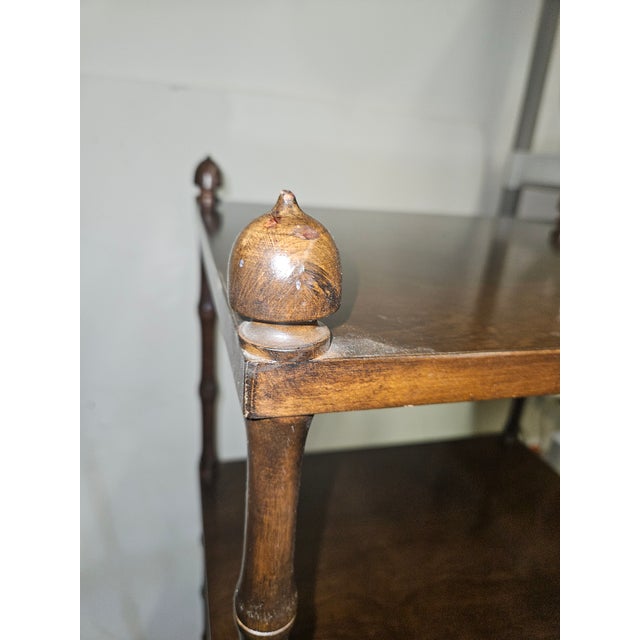 English Solid Wood Three Tier Bamboo Turned Etagere With Drawer For Sale - Image 3 of 4
