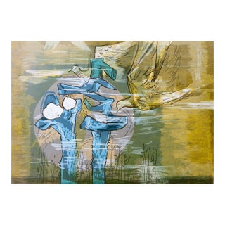 Mid 20th Century Abstract Birds Serigraph by Guy MacCoy For Sale