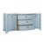 Not Yet Made - Made To Order Matthew Izzo Home Paulina Light Blue Curved Front, Linen Wrapped Buffet With Satin Brass Drawer Pulls For Sale - Image 5 of 10
