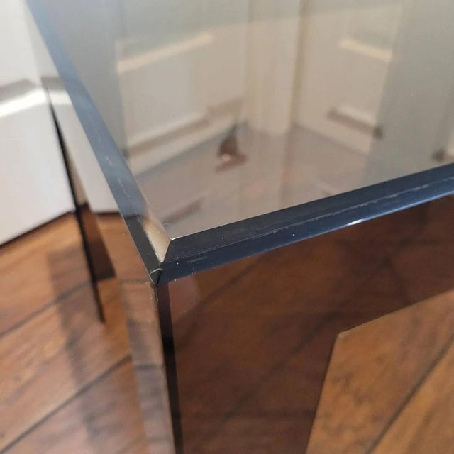 Vintage 1970s Smoked Lucite Acrylic End Table With Beveled Top For Sale - Image 10 of 16
