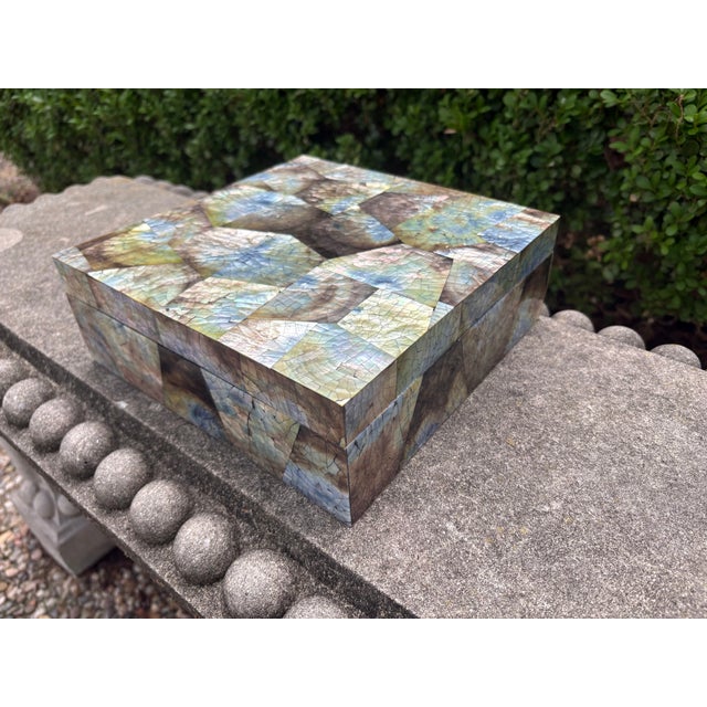 Mid-Century Modern Vintage Tessellated Abalone Box For Sale - Image 3 of 10