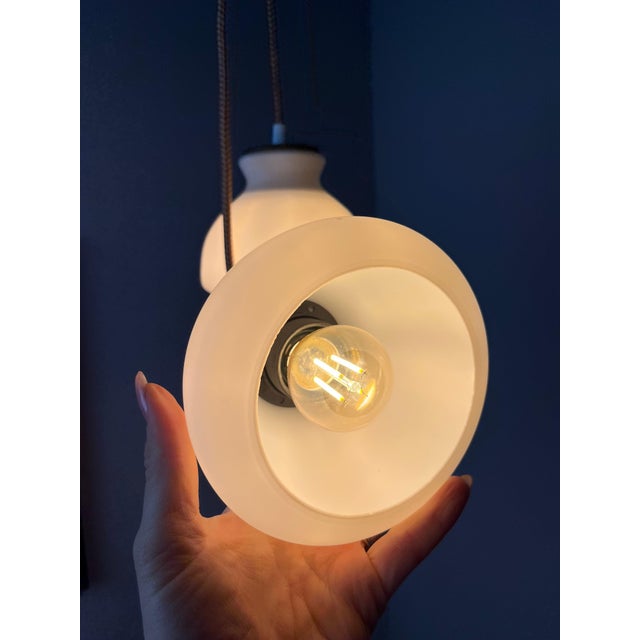 Metal White Glass Pendant Lamp from Holmegaard For Sale - Image 7 of 11