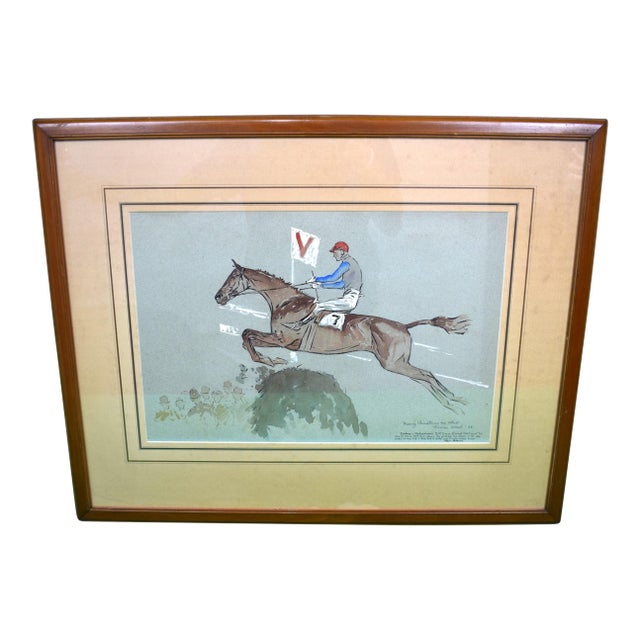 Forbra W/ Gerald Hardy Up-Valentines 2nd Time Grand National '34 Watercolor and Gouache by Paul Brown For Sale