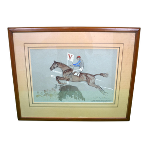 Forbra W/ Gerald Hardy Up-Valentines 2nd Time Grand National '34 Watercolor and Gouache by Paul Brown
