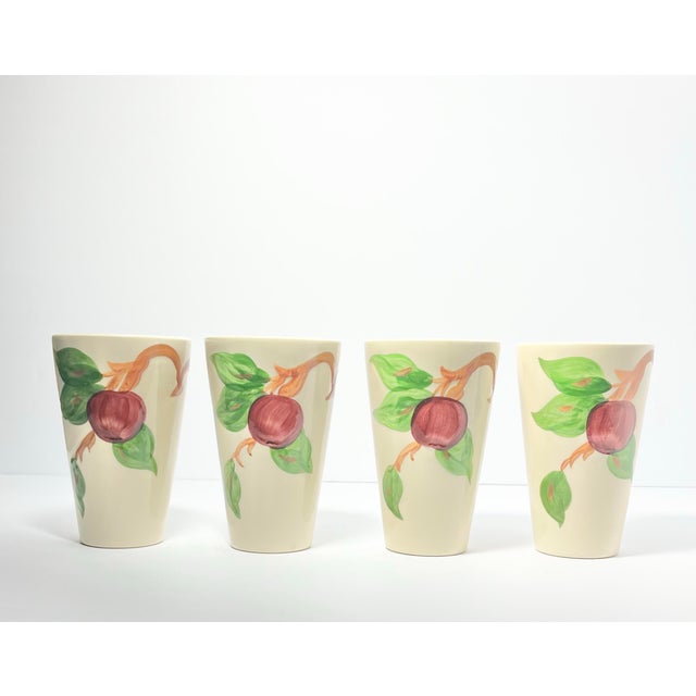 Franciscan "Apple" Set of 4 Ceramic Tumbler Drinking Glasses 5” 10oz Good vintage condition. No chips, cracks, or...