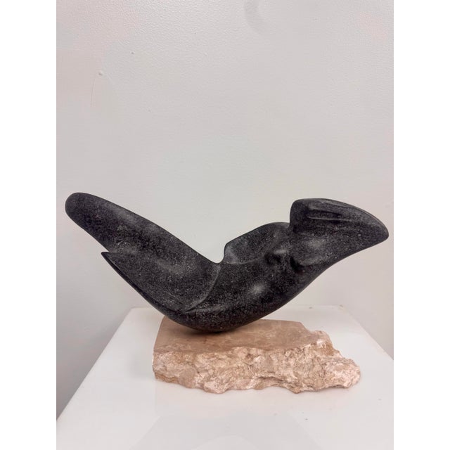 1980s 1980s Modernist Reclining Stone Figure Sculpture on Marble Base Signed Ramosa For Sale - Image 5 of 10