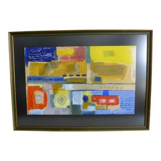 Abstract Mixed Media Painting Signed Hylemon Framed Acrylic on Paper For Sale