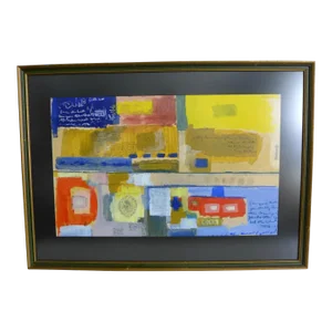 Abstract Mixed Media Painting Signed Hylemon Framed Acrylic on Paper