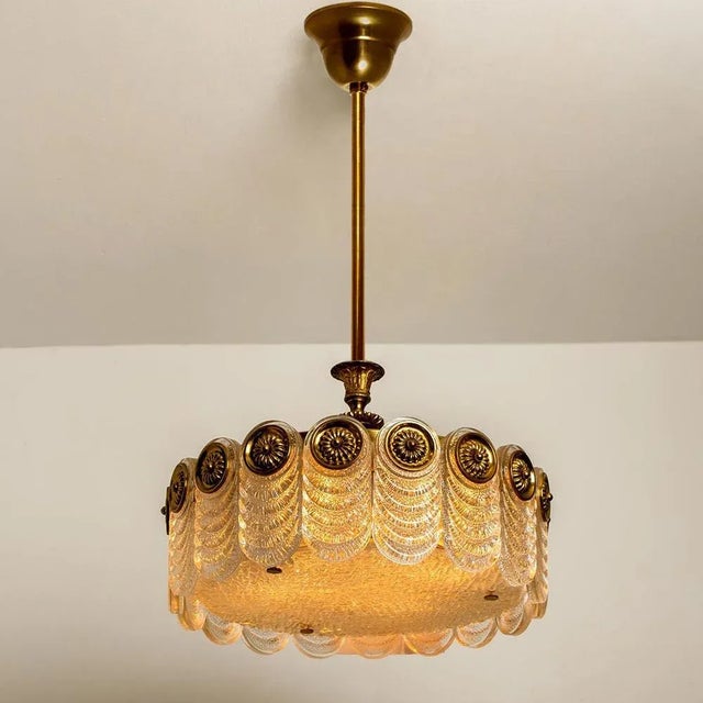 1960s Brass & Glass Light Fixture from Kaiser Leuchten, 1960s For Sale - Image 5 of 14