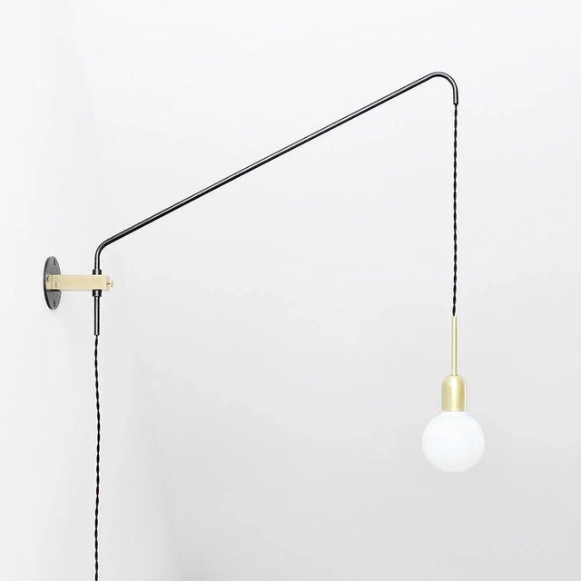 Metal Minimalist Modern Brass & Oxidized Steel Potence Wall Lamp from Balance Lamp For Sale - Image 7 of 7