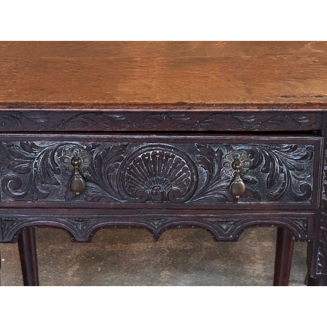 Brown Example: 18th Century Carved English Side Table With Shell and Acanthus Drawer For Sale - Image 8 of 10