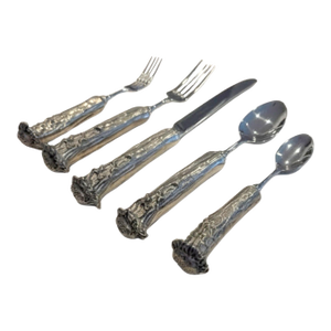 Cast Pewter Antler Flatware Service for Six, Western Frontier by Vagabond House - 30 pcs