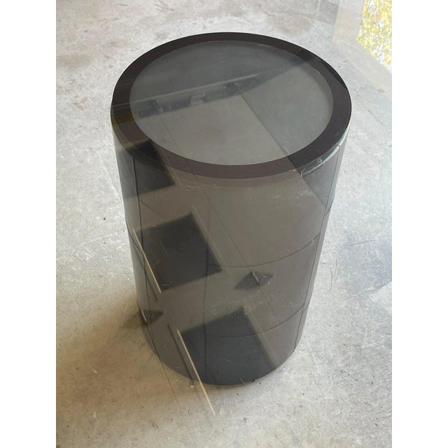 B&b Italia Glass Top Dining Table With Leather Wrapped Base For Sale - Image 6 of 8