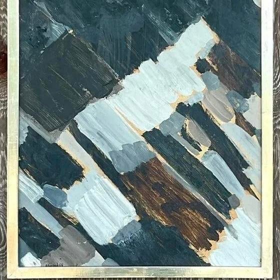 Vintage Signed Abstract Expressionist Original Oil Painting on Canvas For Sale - Image 10 of 13
