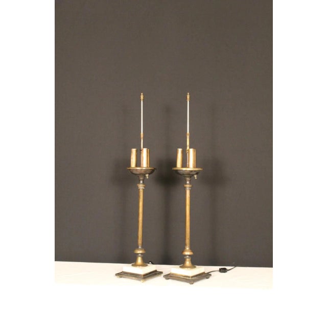 Contemporary Mid 20th Century Copper Empire Style Table Lamps- For Sale - Image 3 of 12