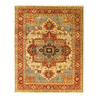 Pasargad DC Ivory Fine Hand Knotted Persian Serapi Design Rug For Sale