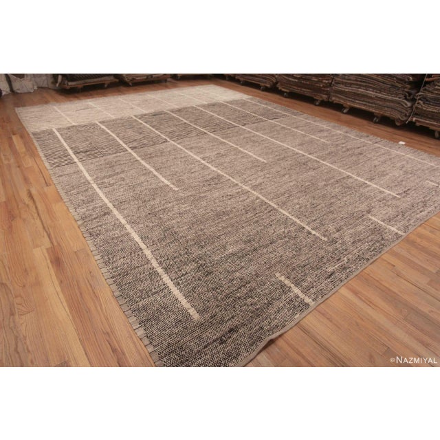 Magnificent Large Size Geometric Design Grey Color Modern Contemporary Area Rug, Country Of Origin: Central Asia, Circa...