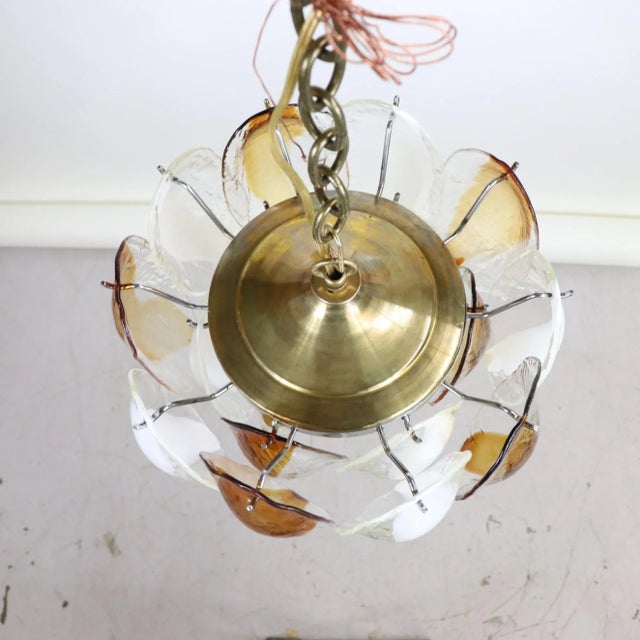 Glass Small Amber and White Murano Glass Shells Pendant Light by La Murrina For Sale - Image 7 of 13