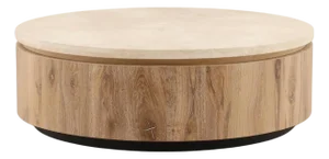 Cream Marble Oak Contemporary Coffee Table