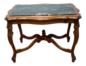Louis XV Antique Black Marble, Walnut Low Table by j.b.. Van Sciver